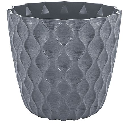 Горшок для цветов InGreen Wave с дренажной сеткой и съемным поддоном 2,5л, D175мм,вулканический сер